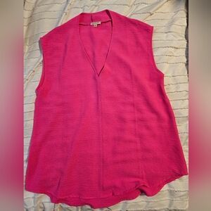 Jodifil Pink Sleeveless V-neck Textured Flowy Top size M